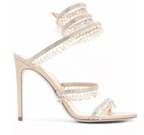 Women Fashion Bling Crystal Lace Up Sandals