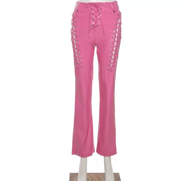 Women PU Cut Out Fashion Pants