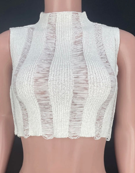 Women Ripped Sleeveless Fashion Sexy Crop Top