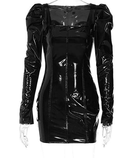 Women Sexy PU Full Sleeve Fashion Dress