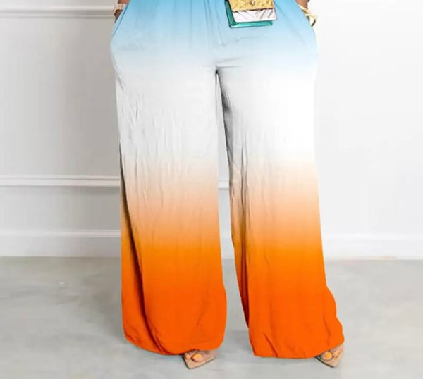 Women Sleeveless Tie Dye Pocket Wide Leg Fashion Jumpsuit