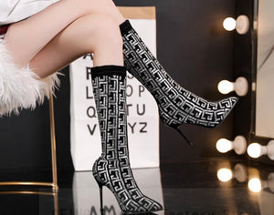 Women Fashion Bling High Heel Boots