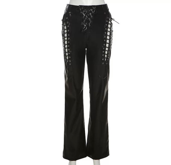 Women PU Cut Out Fashion Pants