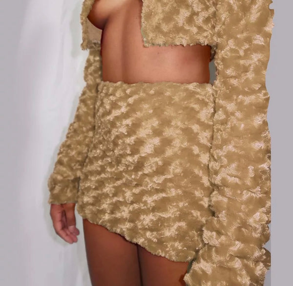 Women Full Sleeve Fashion Crop Two Piece Skirt Set