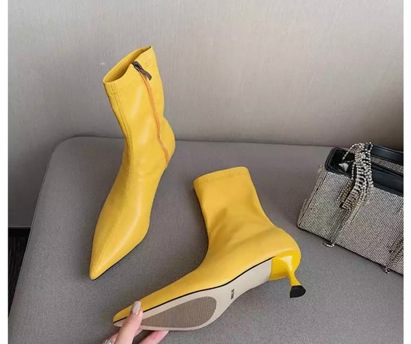 Women Color Fashion Small Heel Ankle Boots