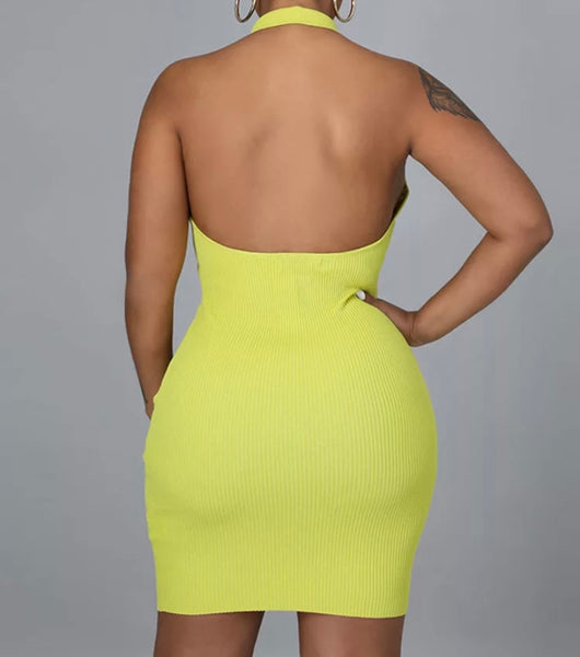 Women Sexy Ribbed Halter Dress