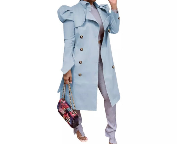 Women Solid Color Fashion Trench Coat Jacket