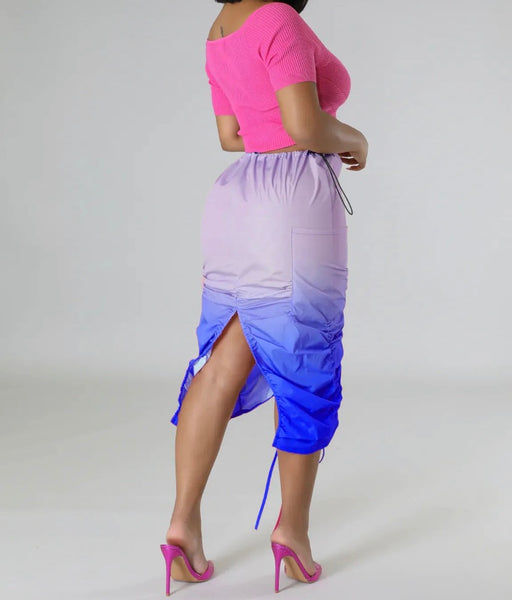 Women Gradient Drawstring Sexy Fashion Skirt