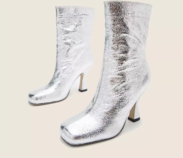 Women Ankle Metallic Fashion Boots