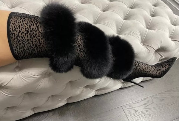 Women Sexy Faux Fur Over The Knee High Heel Boots