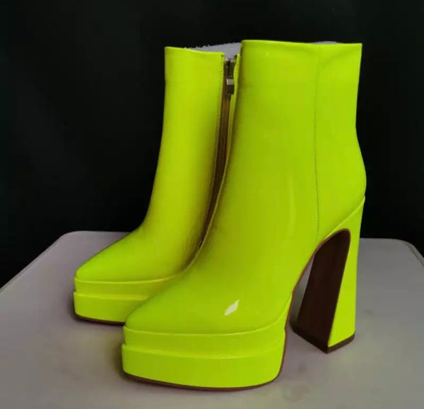 Women Fashion Pointed Toe Platform Ankle Boots