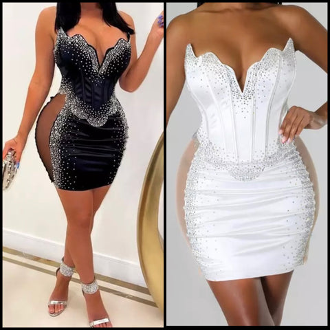 Women Sexy Off The Shoulder Bling Mesh Patchwork Dress