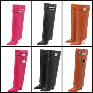 Women Platform Buckled Fashion Knee-High Boots