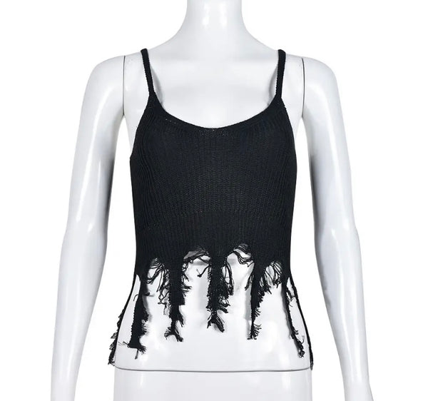 Women Sleeveless Fringe Fashion Crop Top