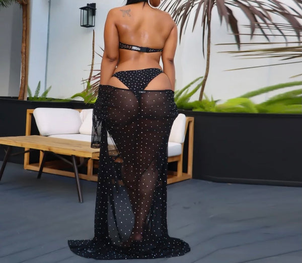 Women Sexy Dot Swimsuit Cover Up Set