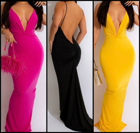 Women Sexy Sleeveless Backless Maxi Dress