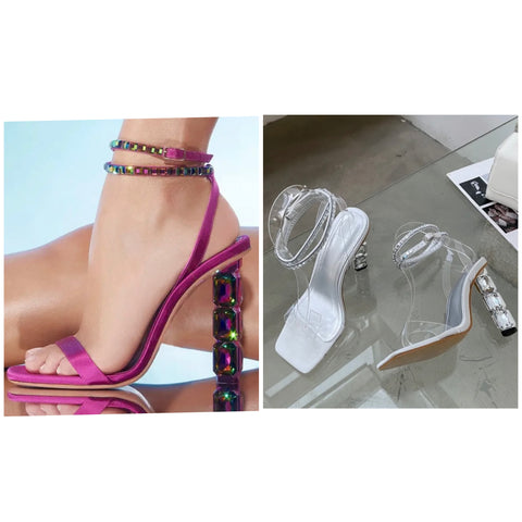 Women Rhinestone Strap High Heel Sandals