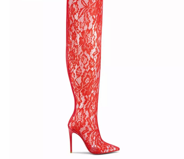 Women Sexy Fashion Thigh High Lace Boots