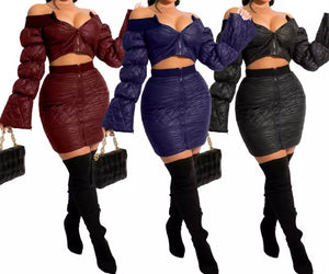 Women Off The Shoulder Two Piece Fashion Skirt Set