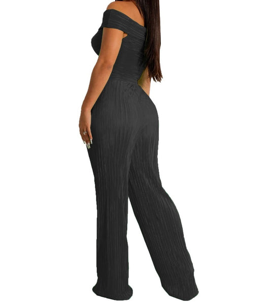 Women Sexy Short Sleeve Crop Ribbed Two Piece Pant Set