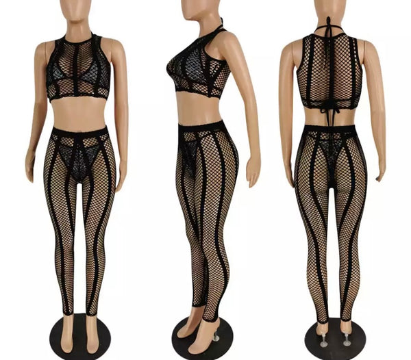 Women Sexy Four Piece Bling Bikini Mesh Cover Up Set