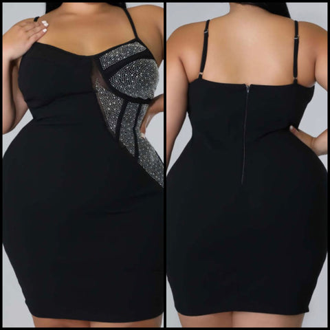 Women Sexy Sleeveless Black Bling Mesh Patchwork Dress