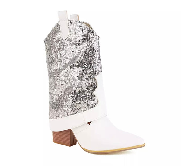 Women Sequins Fashion Western Boots