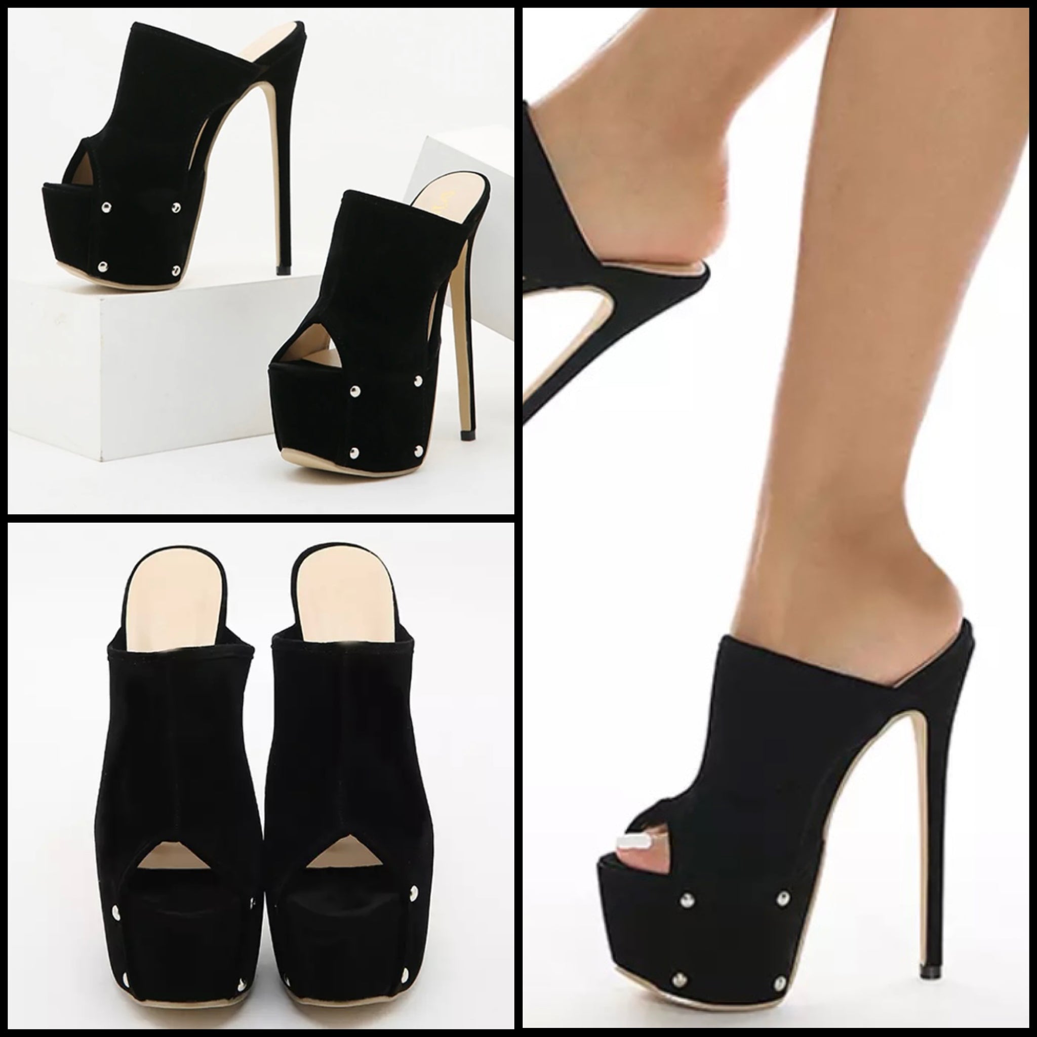 Women Fashion Platform Black Open Toe High Heel Sandals