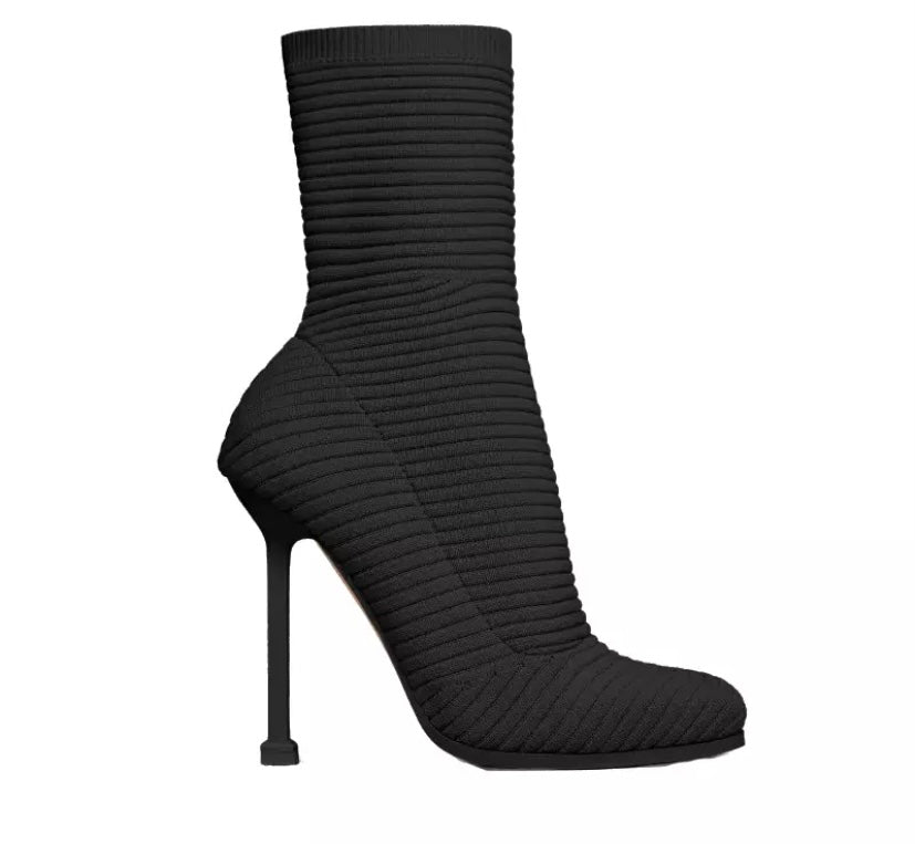 Women Fashion Ribbed Sock Ankle Boots