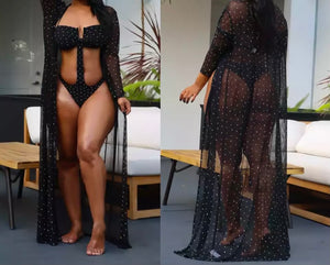 Women Sexy Dot Swimsuit Cover Up Set