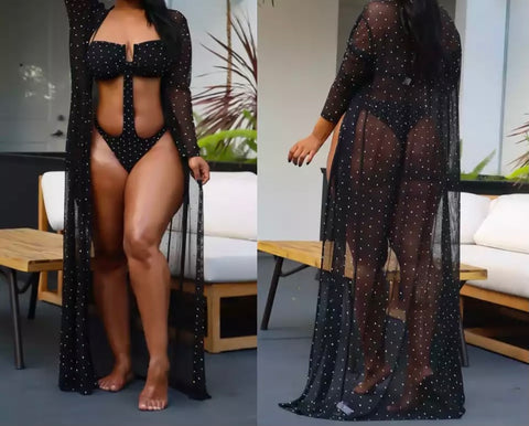 Women Sexy Dot Swimsuit Cover Up Set