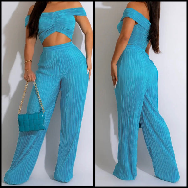 Women Sexy Short Sleeve Crop Ribbed Two Piece Pant Set