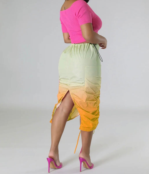 Women Gradient Drawstring Sexy Fashion Skirt