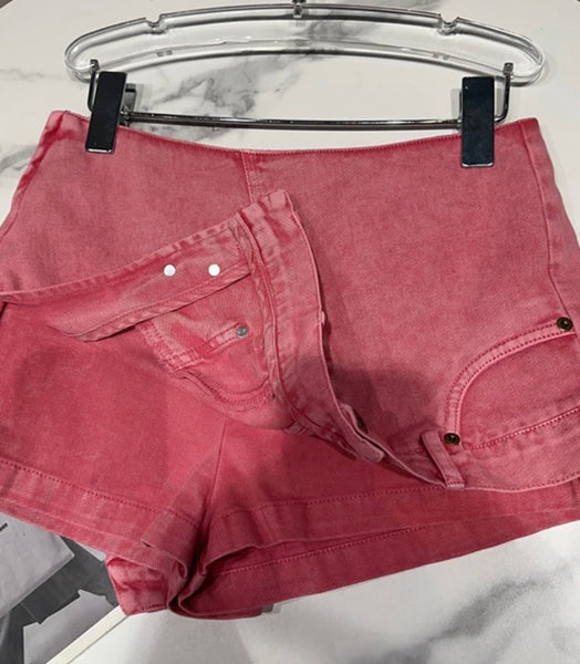 Women Stonewashed Fashion Denim Wrap Shorts