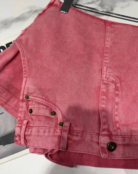 Women Stonewashed Fashion Denim Wrap Shorts