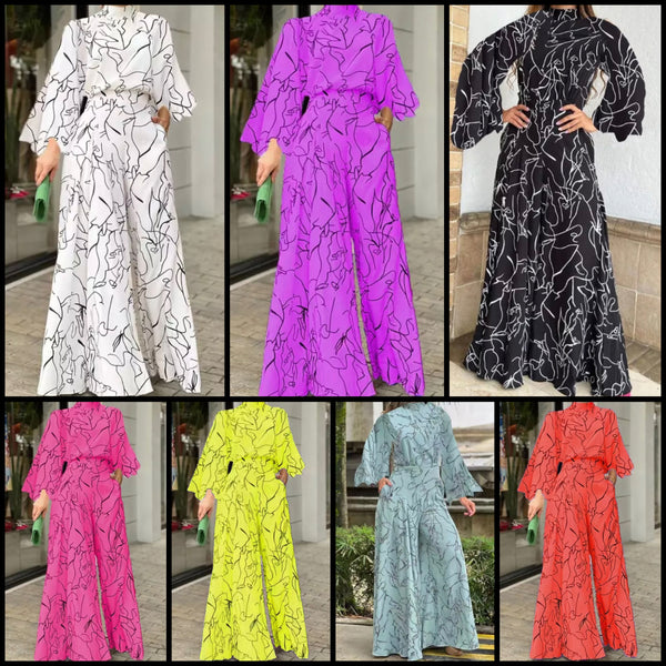 Women Full Sleeve Printed Wide Leg Jumpsuit