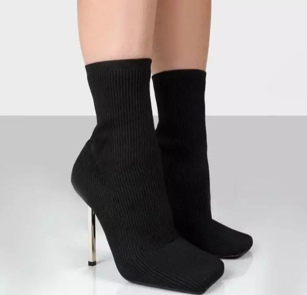 Women Fashion Sock High Heel Ankle Boots