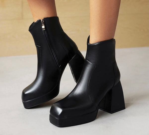 Women Fashion Square Heel Ankle Boots