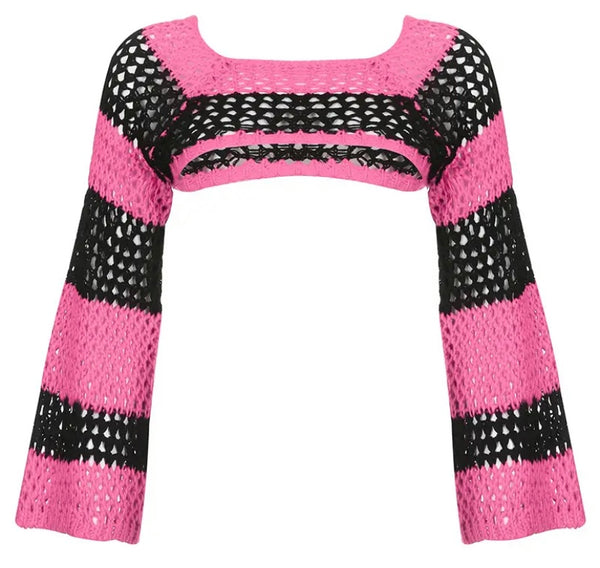 Women Fashion Full Sleeve Knitted Crop Top