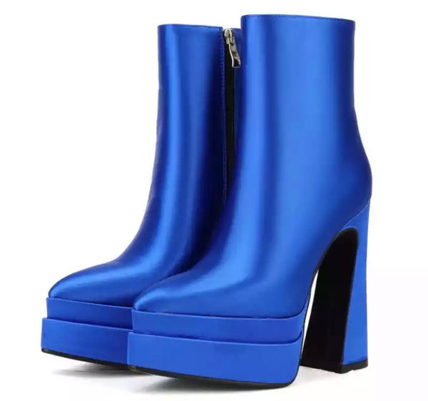 Women Pointed Toe Fashion Zip Up Ankle Boots