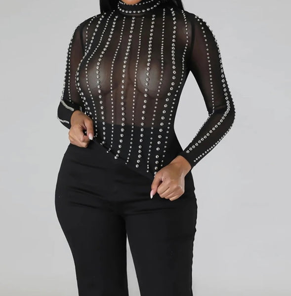 Women Sexy Mesh Full Sleeve Top