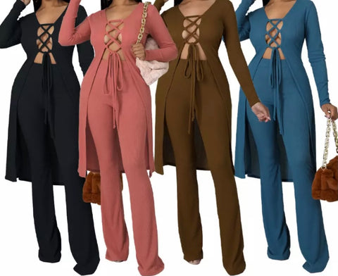 Women Two Piece Tie Up Fashion Pant Set