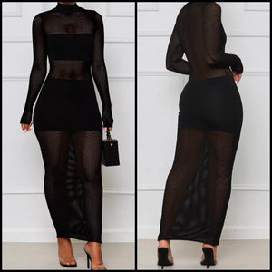 Women Sexy Long Sleeve Turtleneck Maxi Dress