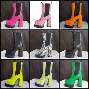 Women Platform Fashion Square Heel Ankle Boots