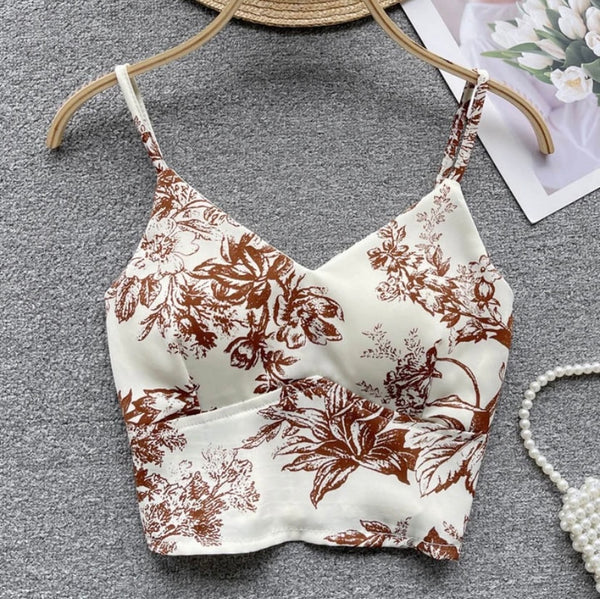 Women Sleeveless Floral Fashion Crop Top