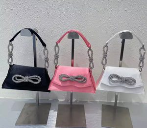 Women Fashion Bling Bow Handbag Purse