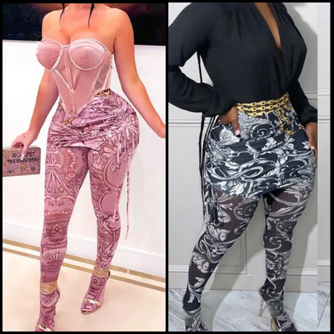 Women Fashion Feet In Printed Skirt Pants