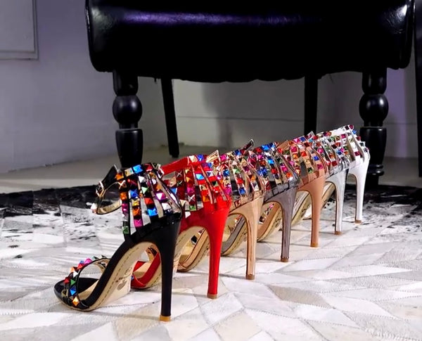 Women Colorful Rivet High Heel Sandals