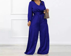 Women Full Sleeve Solid Color Wide Leg Two Piece Pant Set