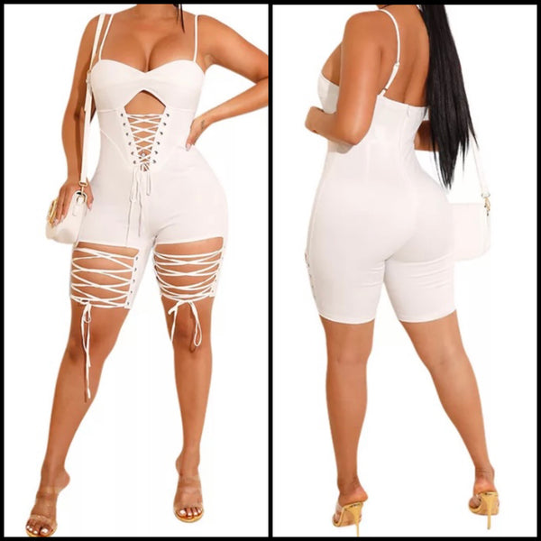 Women Sexy Sleeveless Lace Up Fashion Romper